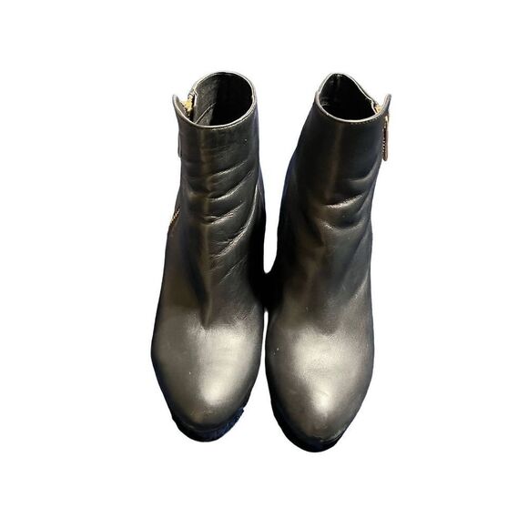 Michael Kors Black Leather Wedge Ankle Boots Booties Size 7 - Picture 3 of 5